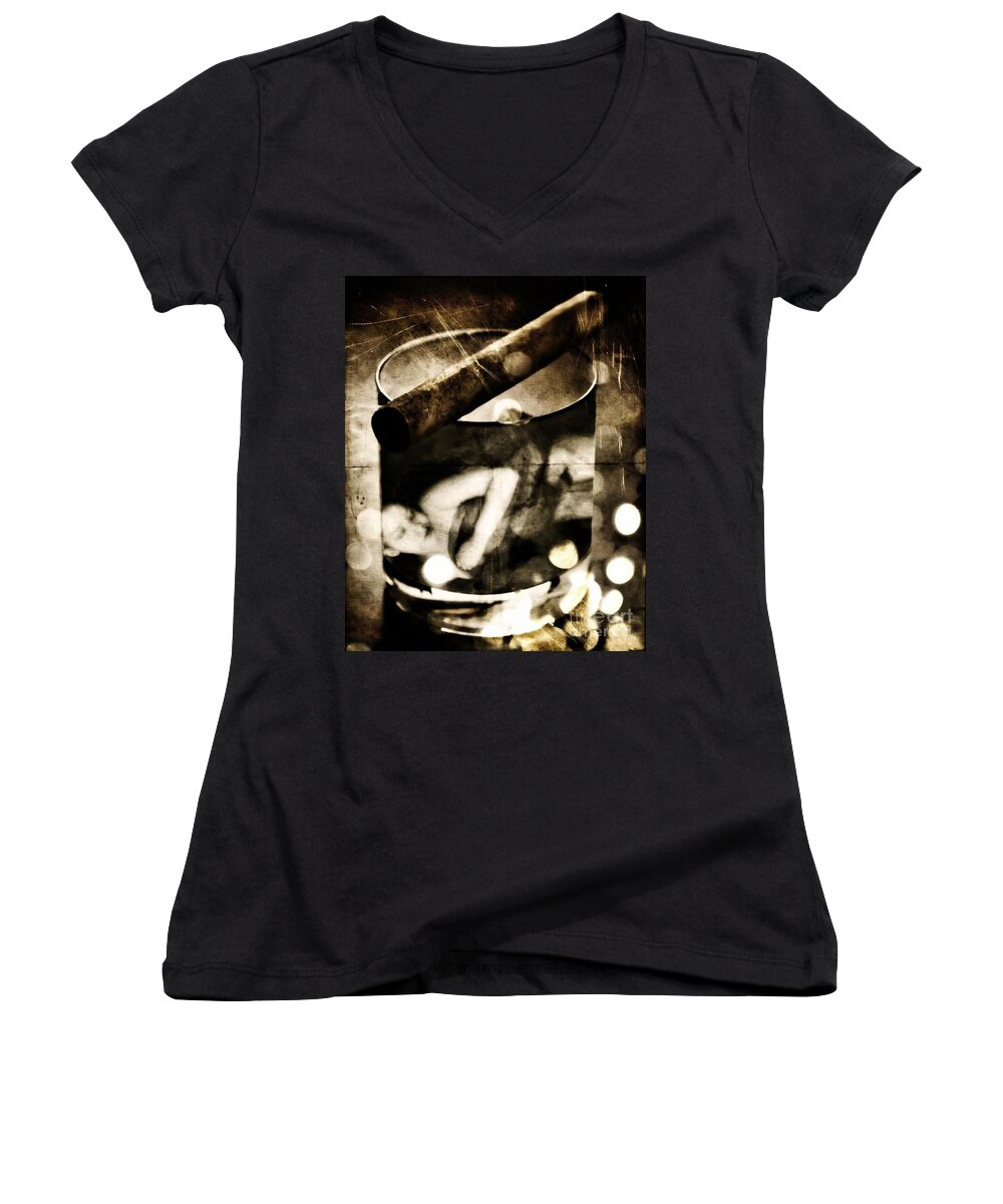  Women's V-Neck featuring the photograph Trapped in a man's world by Jessica S