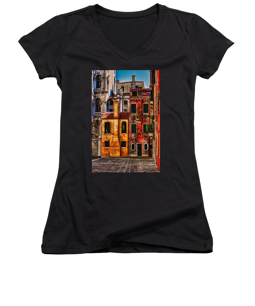 Venice Women's V-Neck featuring the photograph Venice Homes by Jerry Fornarotto