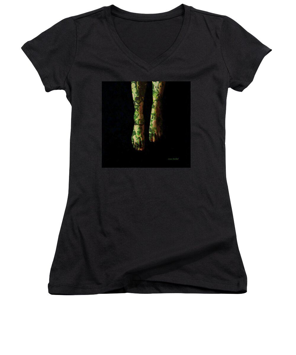 Feet Women's V-Neck featuring the photograph Walking In Clover by Donna Blackhall