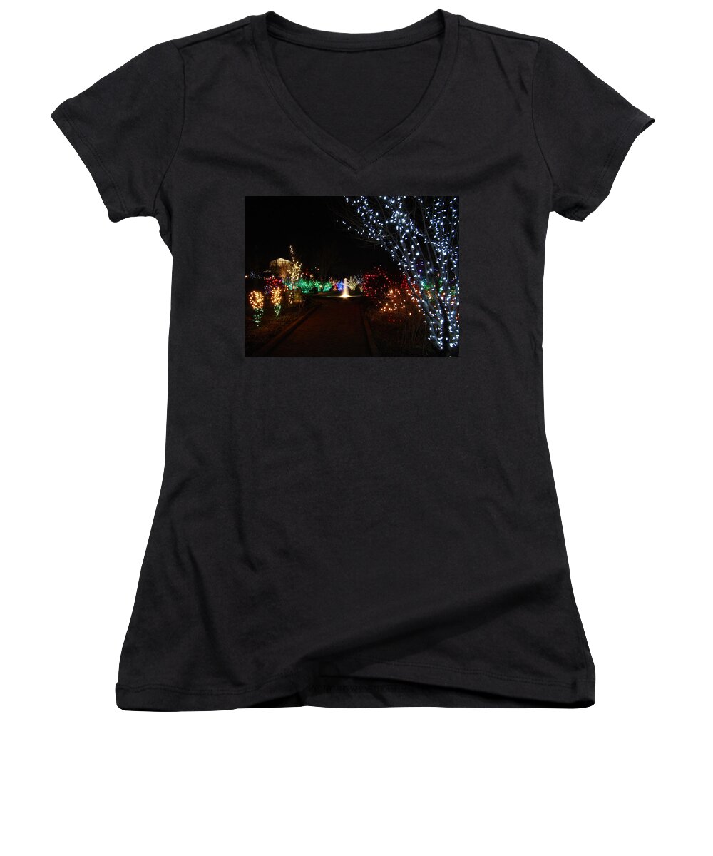 Fine Art Women's V-Neck featuring the photograph Walking Toward a Spectrum of Delight by Rodney Lee Williams