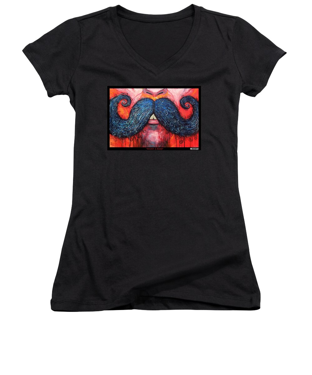 Steampunk Women's V-Neck featuring the painting Want A Ride by Tony Koehl