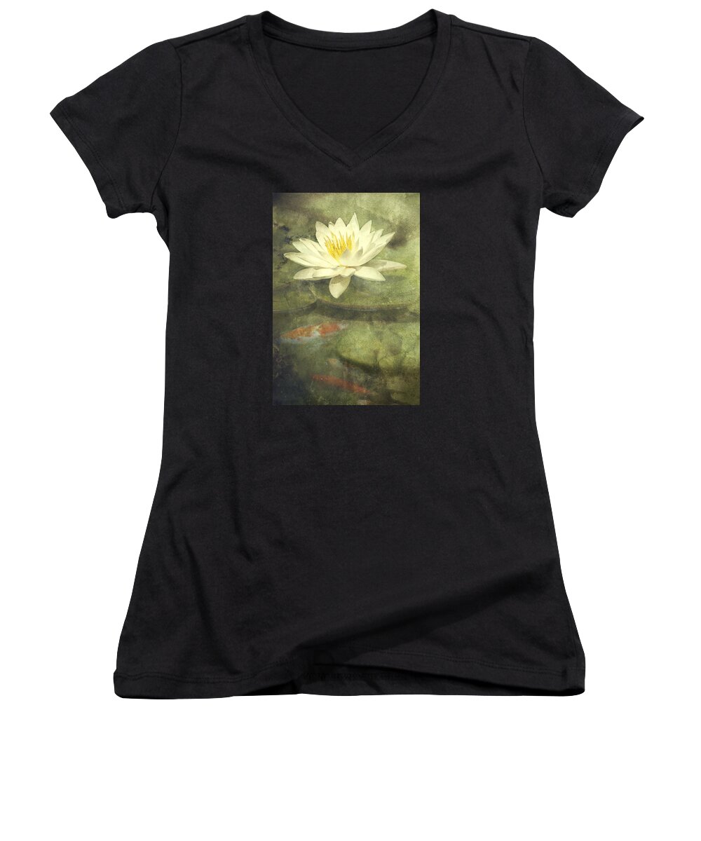 Water Lily Women's V-Neck featuring the photograph Water Lily by Scott Norris