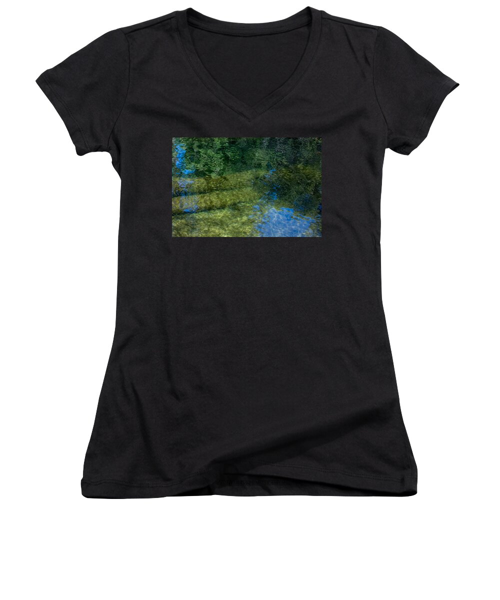 Water Women's V-Neck featuring the digital art Water Reflections by Georgianne Giese
