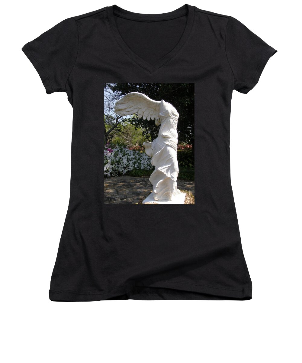 Formal Garden Women's V-Neck featuring the photograph Winged Victory Nike by Caryl J Bohn