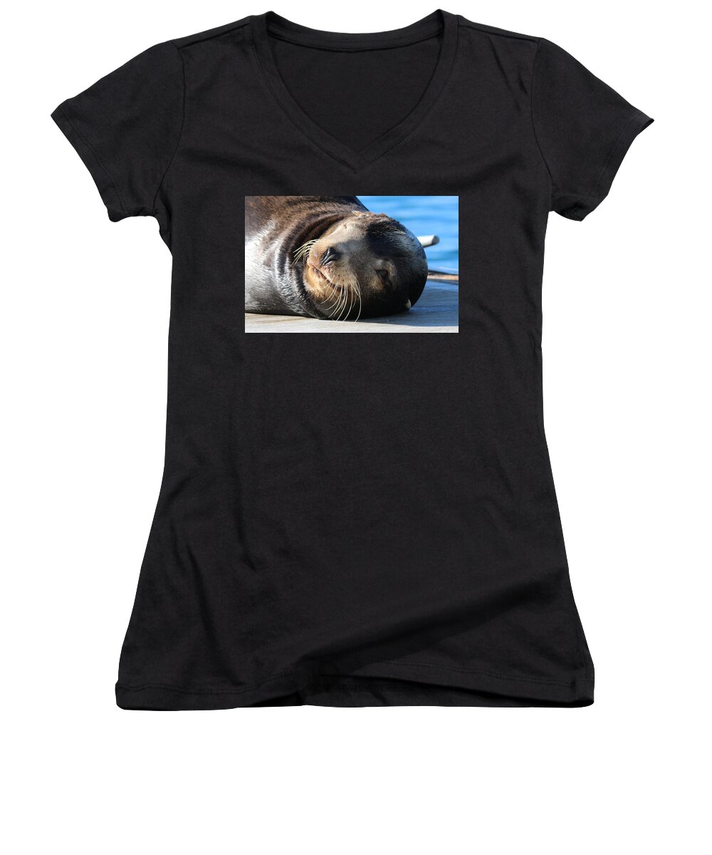 Wink Women's V-Neck featuring the photograph Wink Wink by Christy Pooschke