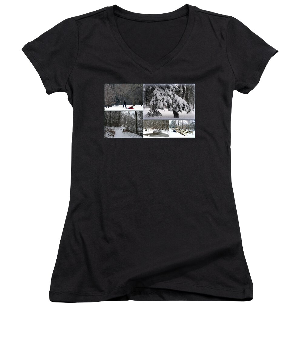 Wisconsin Women's V-Neck featuring the photograph Winter At Petrifying Springs Park by Kay Novy