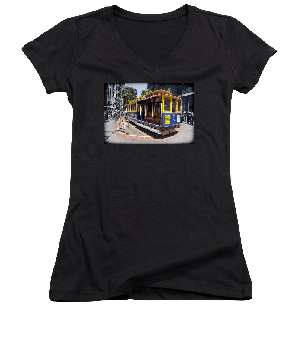 Cable Car Women's V-Neck featuring the photograph World Famous by Kelley King