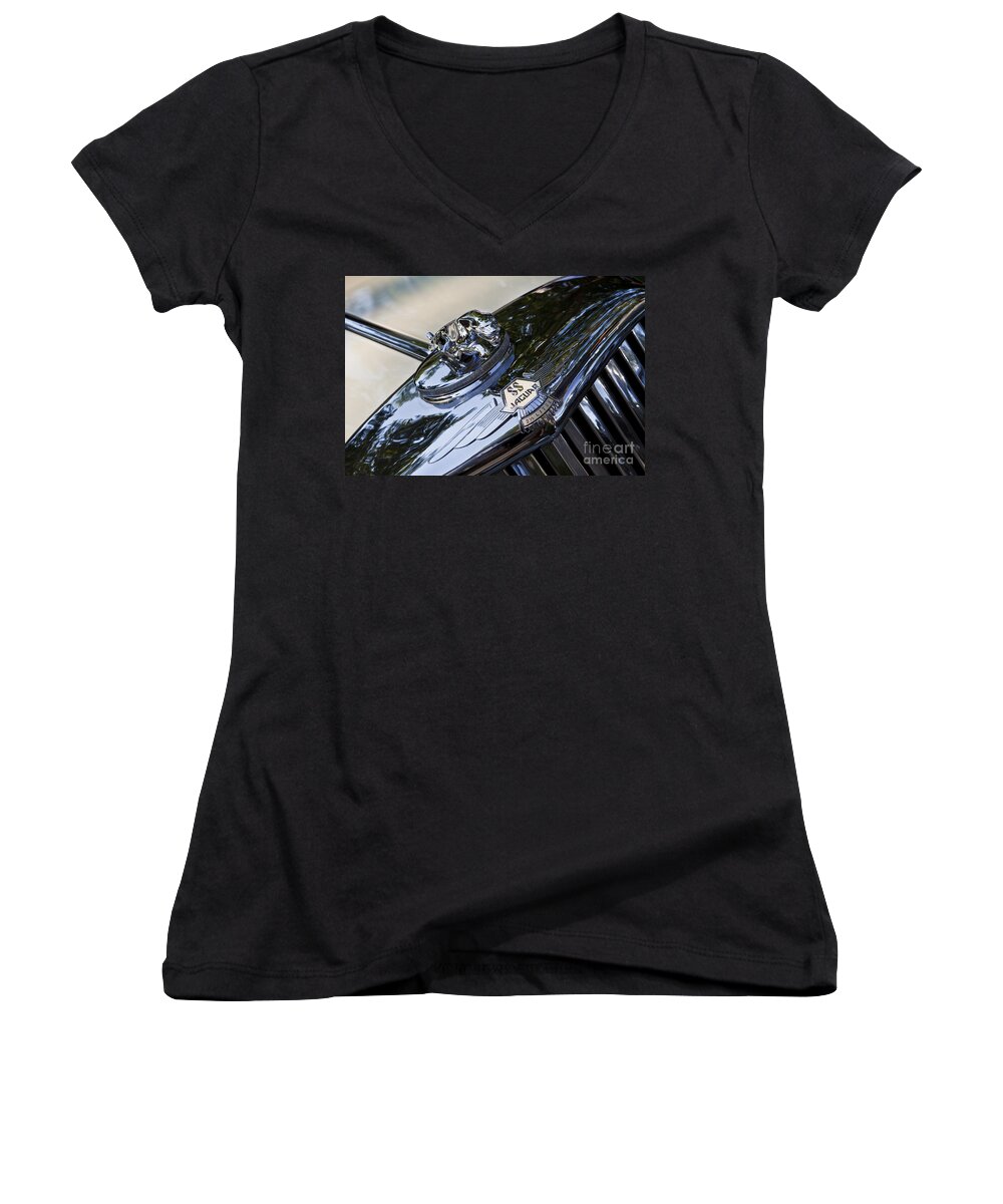 Classic Women's V-Neck featuring the photograph 1939 Jaguar by Dennis Hedberg