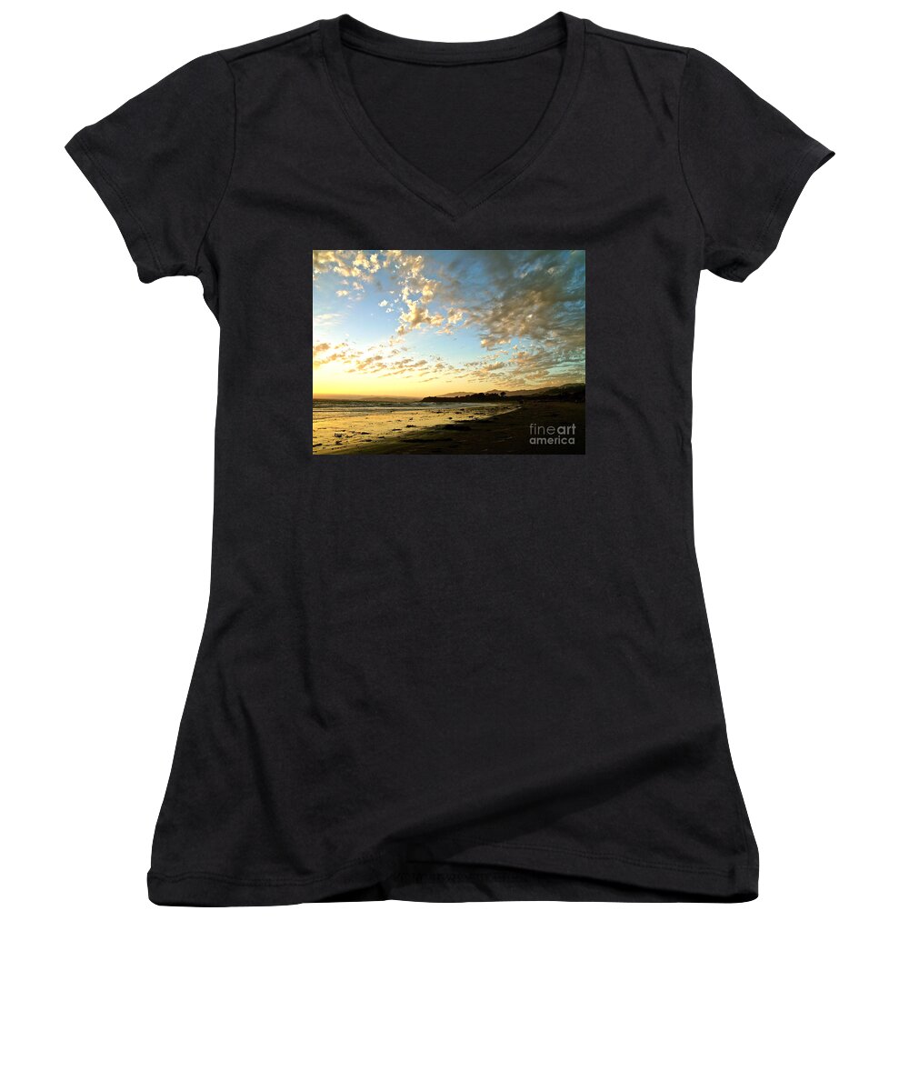 Beach Women's V-Neck featuring the photograph End of Day by Parrish Todd