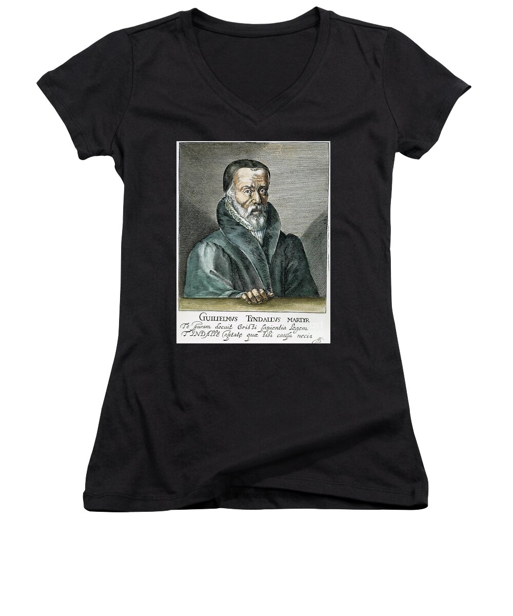 16th Century Women's V-Neck featuring the photograph William Tyndale (1492?-1536) #3 by Granger