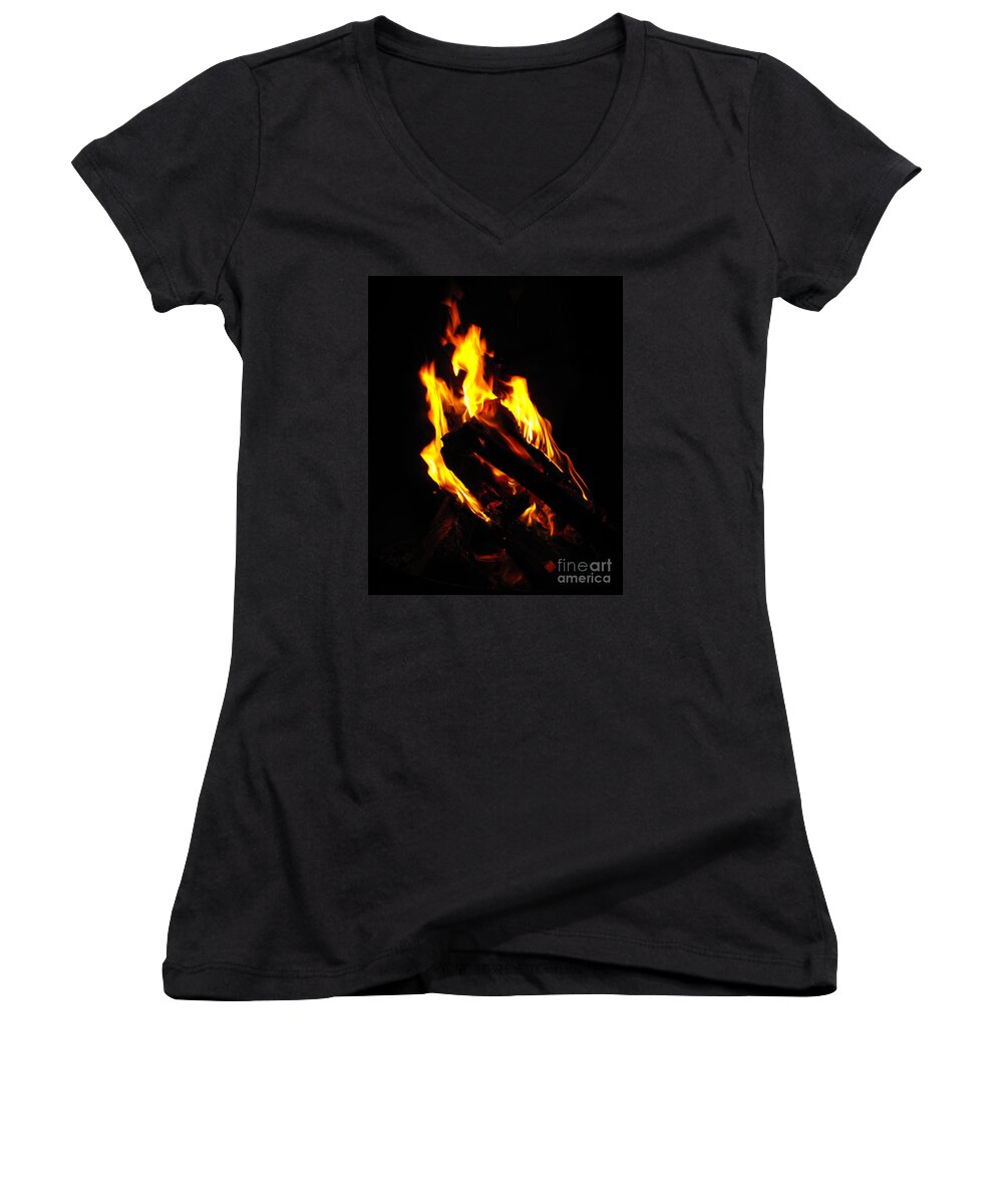 Phoenix Women's V-Neck featuring the photograph Abstract Phoenix fire by Rebecca Margraf
