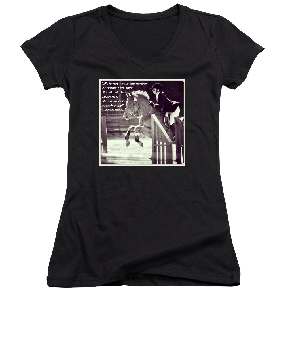 Gf_daily_quotes_007 Women's V-Neck featuring the photograph Andy And Chrissy Caber Farm Horse by Anna Porter
