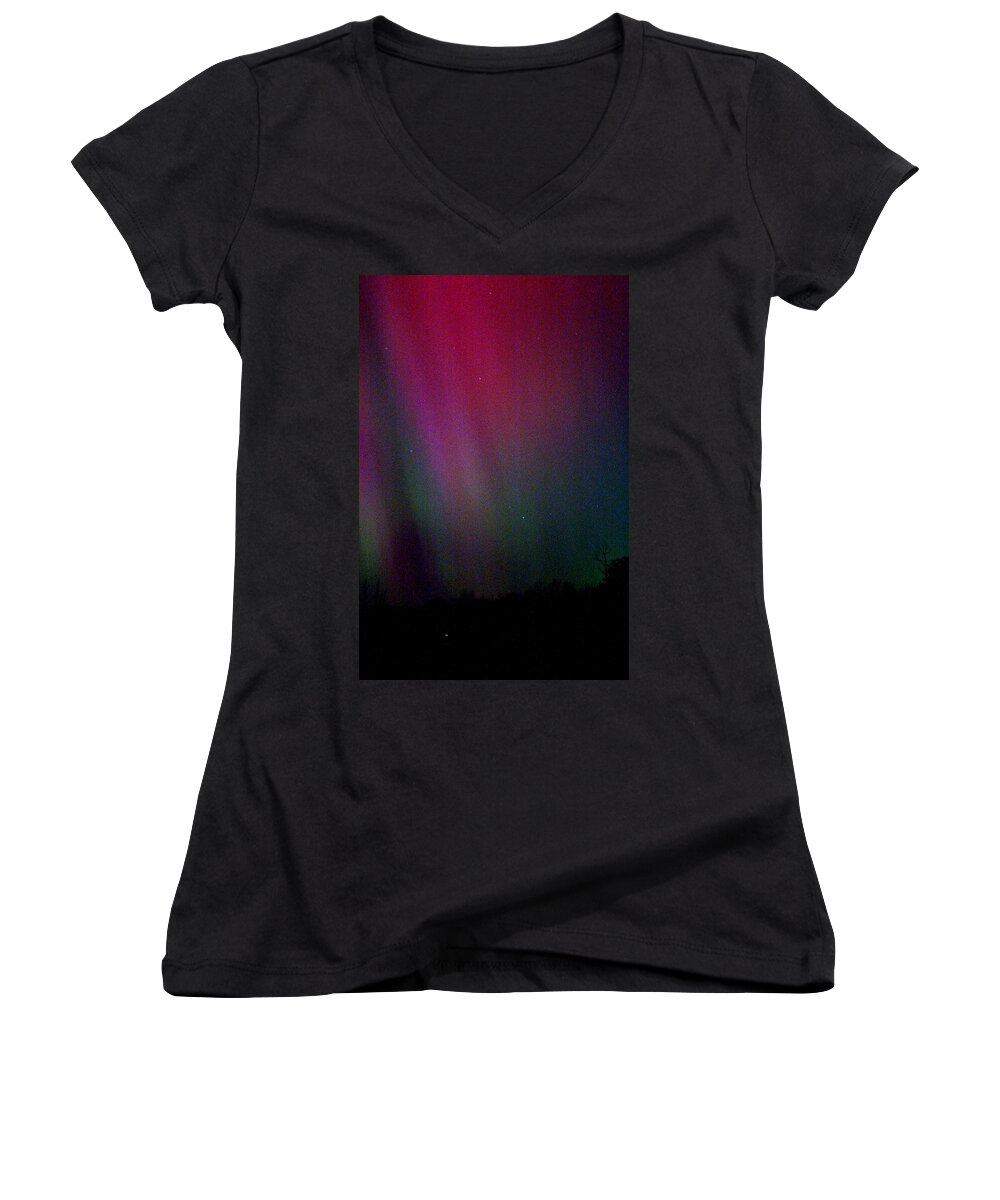 Night Women's V-Neck featuring the photograph Aurora 03 by Brent L Ander