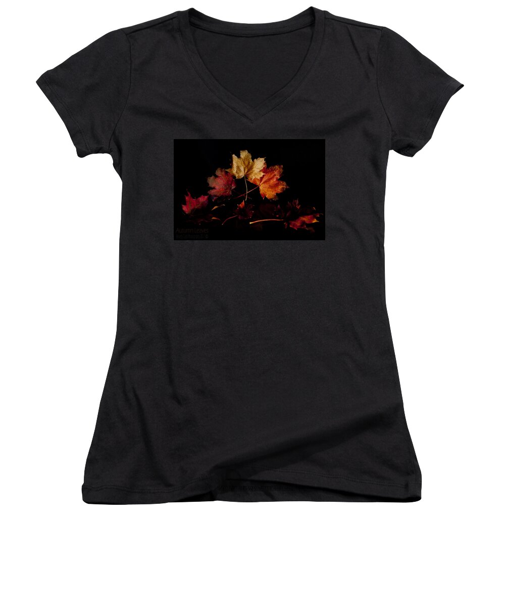 Autumn Women's V-Neck featuring the photograph Autumn Leaves by B Cash
