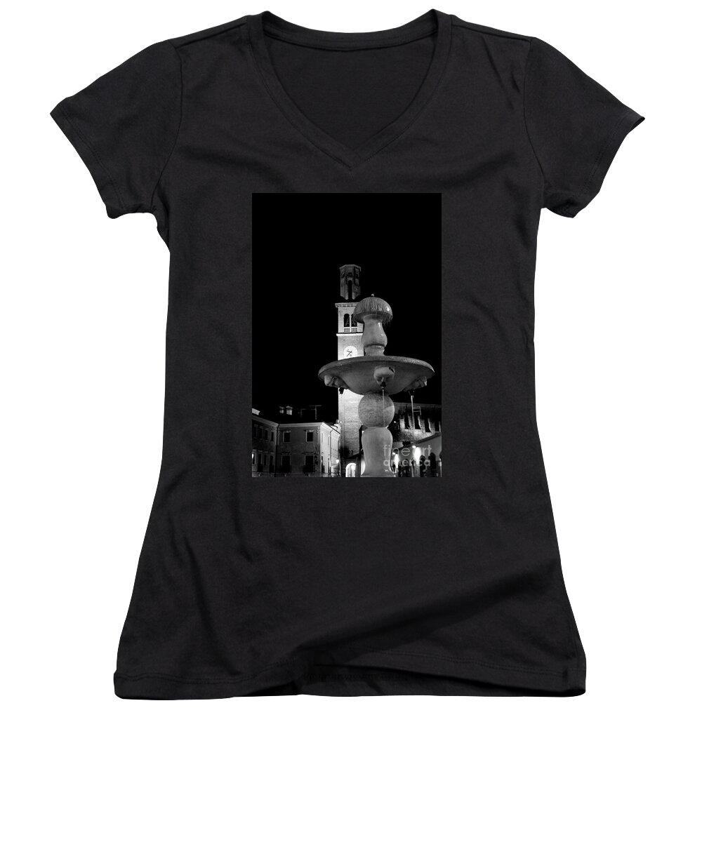 Bell Tower Women's V-Neck featuring the photograph Behind the Strange Fountain by Donato Iannuzzi