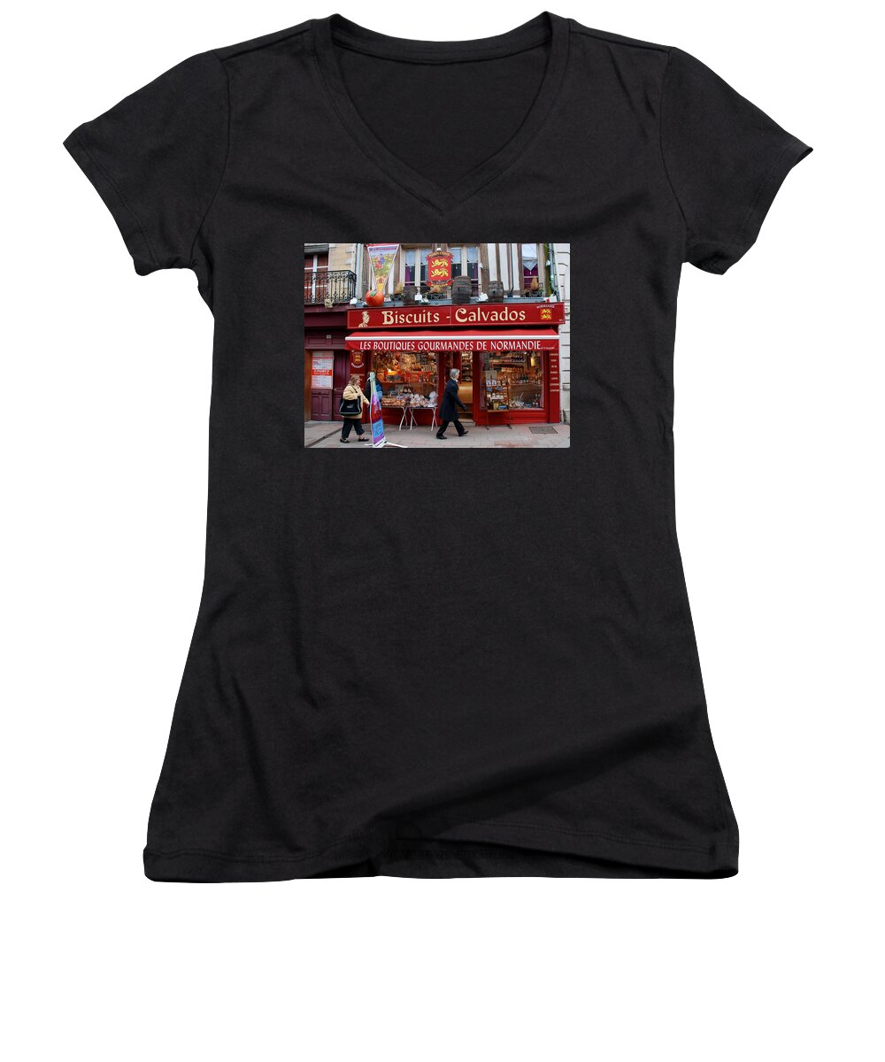 Normandy Women's V-Neck featuring the photograph Biscuits and Calvados by Eric Tressler