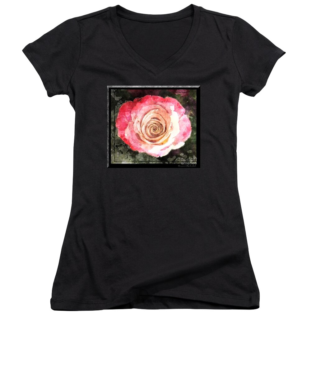 Flowers Women's V-Neck featuring the photograph Blush Rose Art by Debbie Portwood