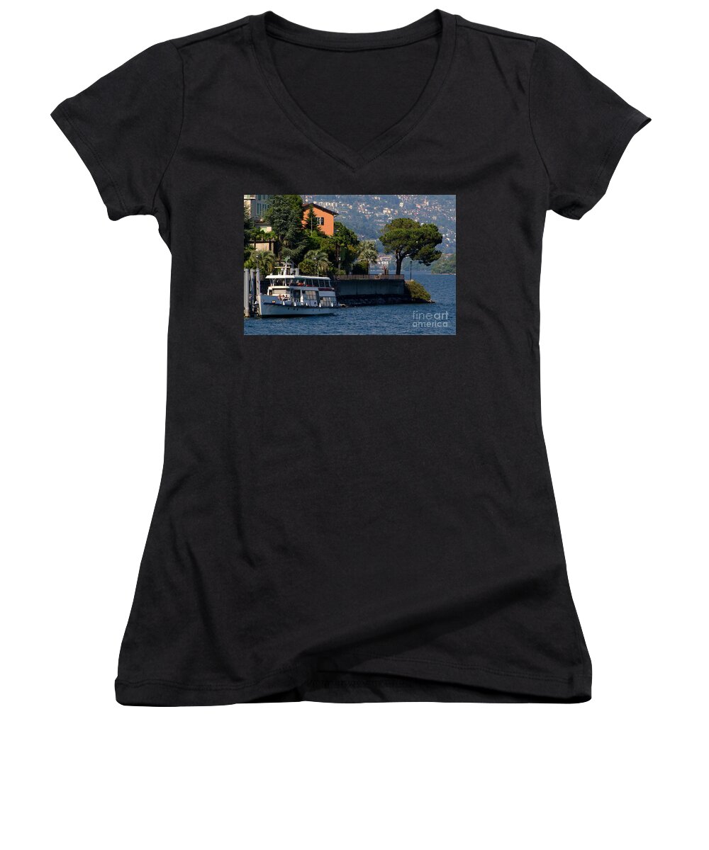 Ship Women's V-Neck featuring the photograph Boat and tree by Mats Silvan