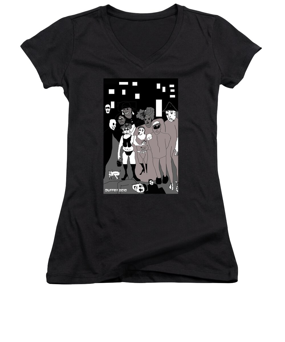 Bourbon Street Women's V-Neck featuring the photograph Bus Stop New Orleans by Doug Duffey