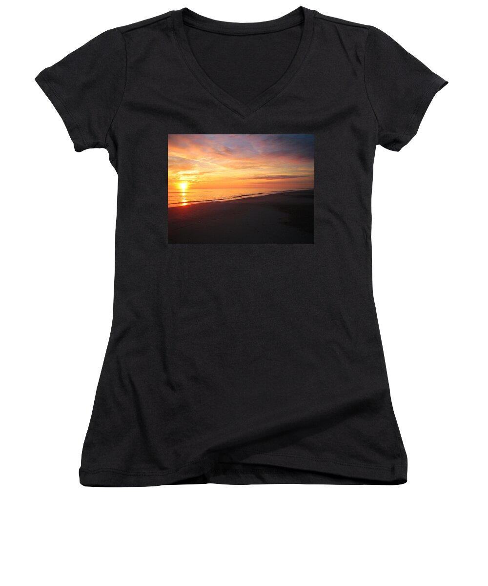 Sunrise Women's V-Neck featuring the photograph Casual Encounterz by Phil Cappiali Jr
