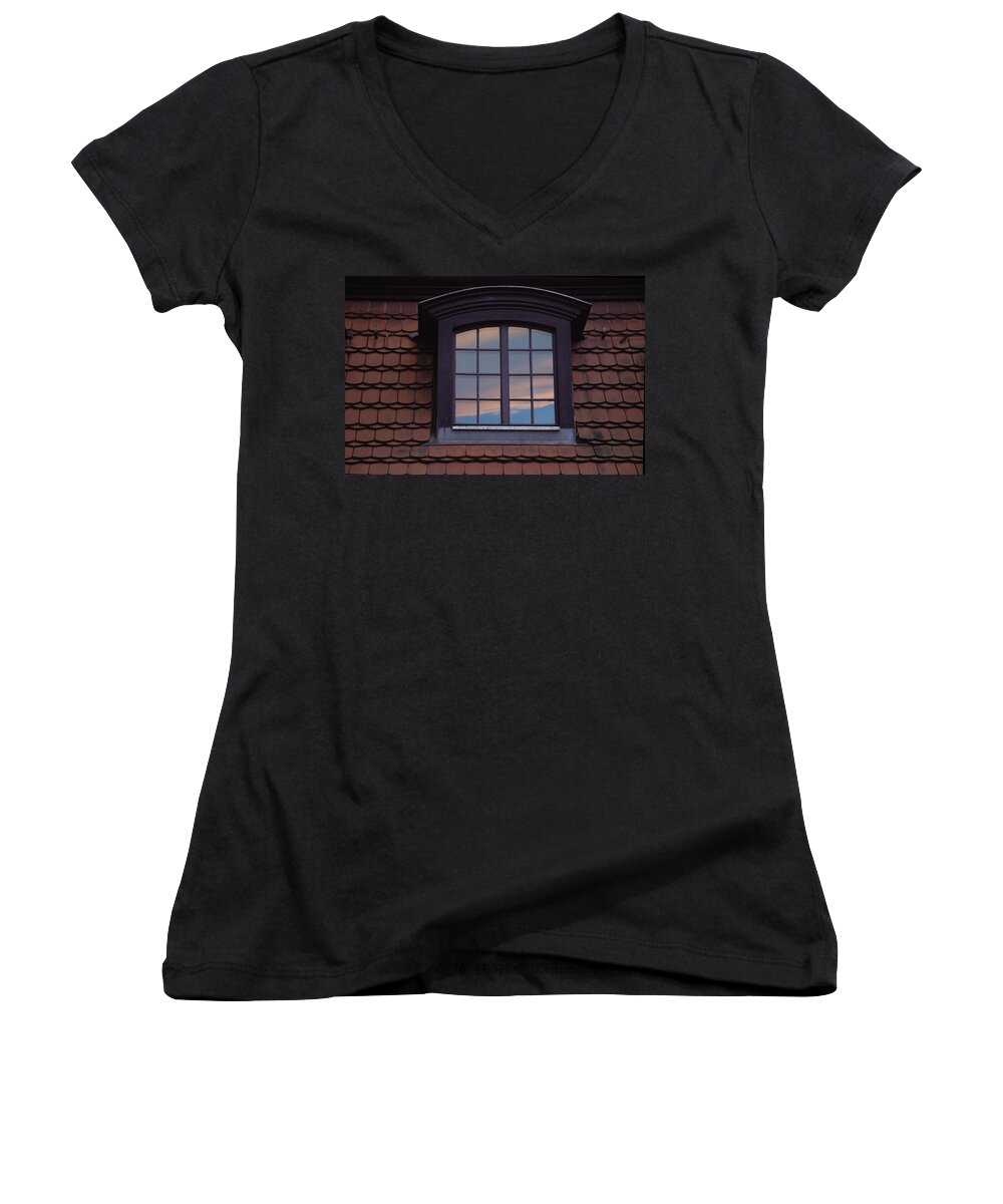 Window Women's V-Neck featuring the photograph Cloud Reflections by Brent L Ander