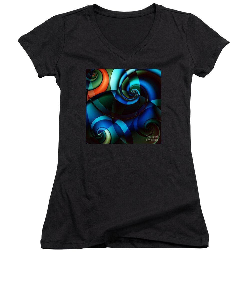 Colorful Women's V-Neck featuring the digital art Complex Conversations in Society II by Clayton Bruster