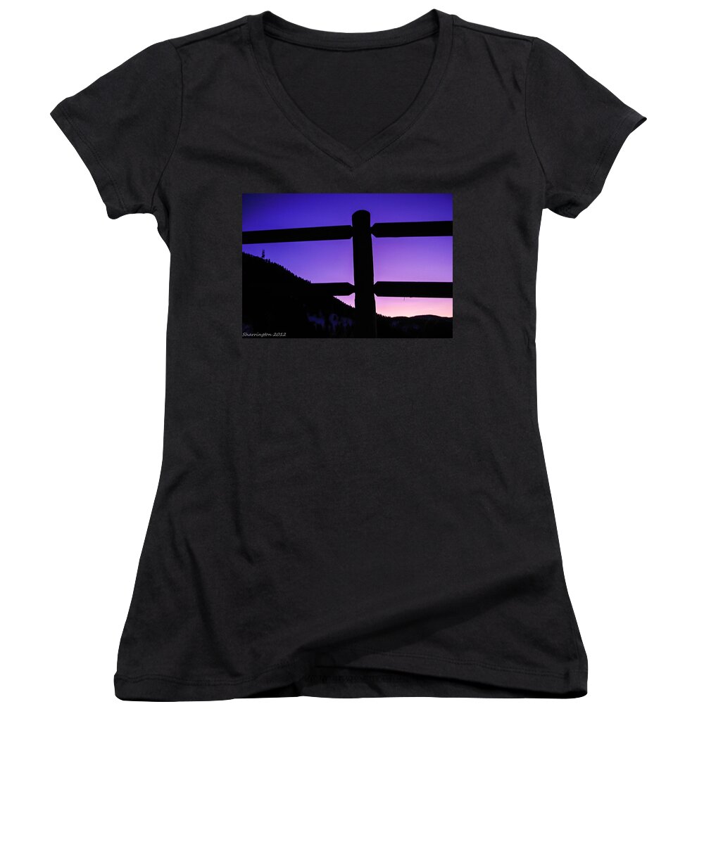 Landscapes Women's V-Neck featuring the photograph Darkening Sky by Shannon Harrington
