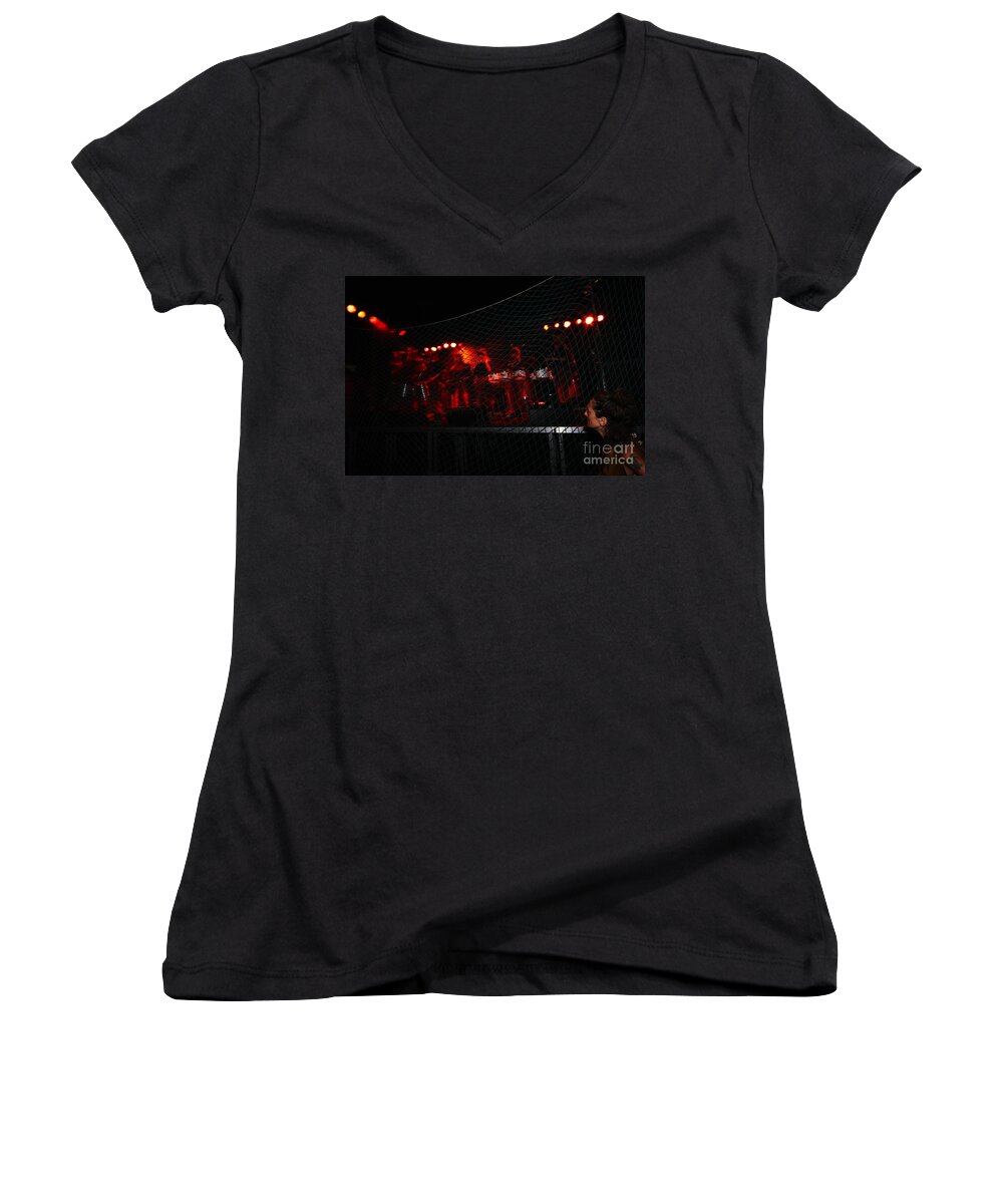 Fuego Women's V-Neck featuring the photograph Demon band by Agusti Pardo Rossello