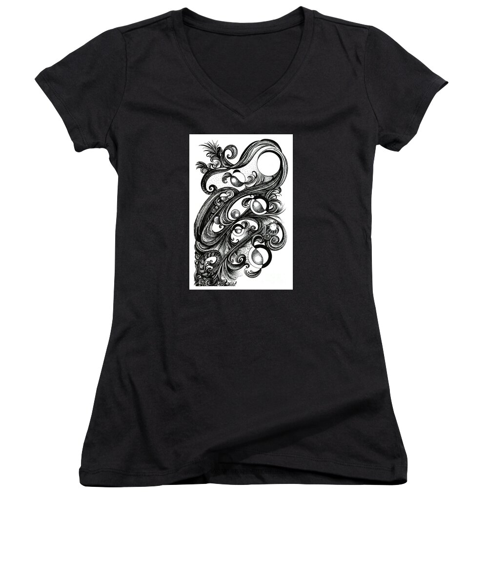 Circles Women's V-Neck featuring the drawing Effusion by Danielle Scott