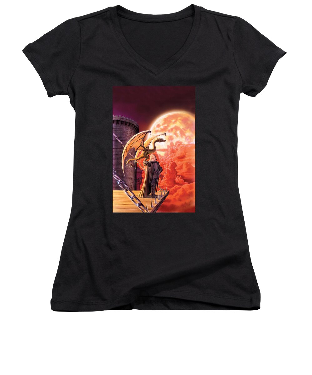 Dragon Women's V-Neck featuring the photograph Dragon Lord by MGL Meiklejohn Graphics Licensing