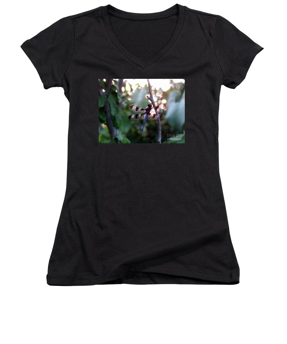 Dragonfly Women's V-Neck featuring the photograph Dragonfly by Laurel Best