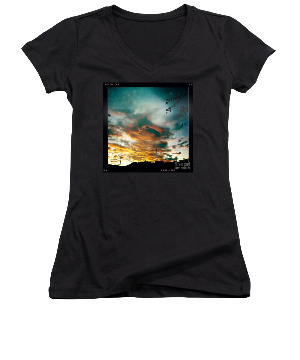 Drama Women's V-Neck featuring the photograph Drama in the sky by Nina Prommer