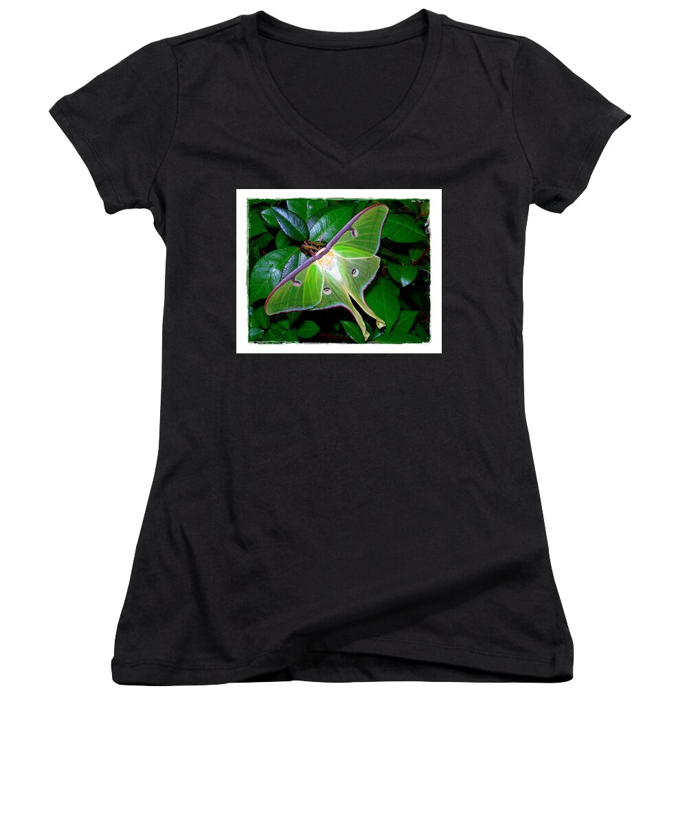 Luna Women's V-Neck featuring the photograph Fly Me to the Moon by Judi Bagwell