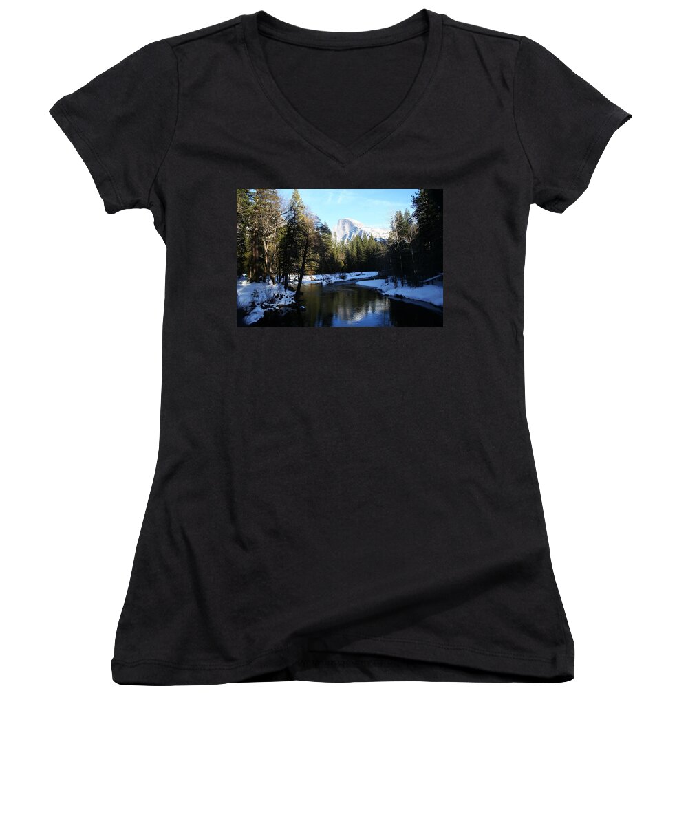 National Park Women's V-Neck featuring the photograph Half Dome by Phil Cappiali Jr