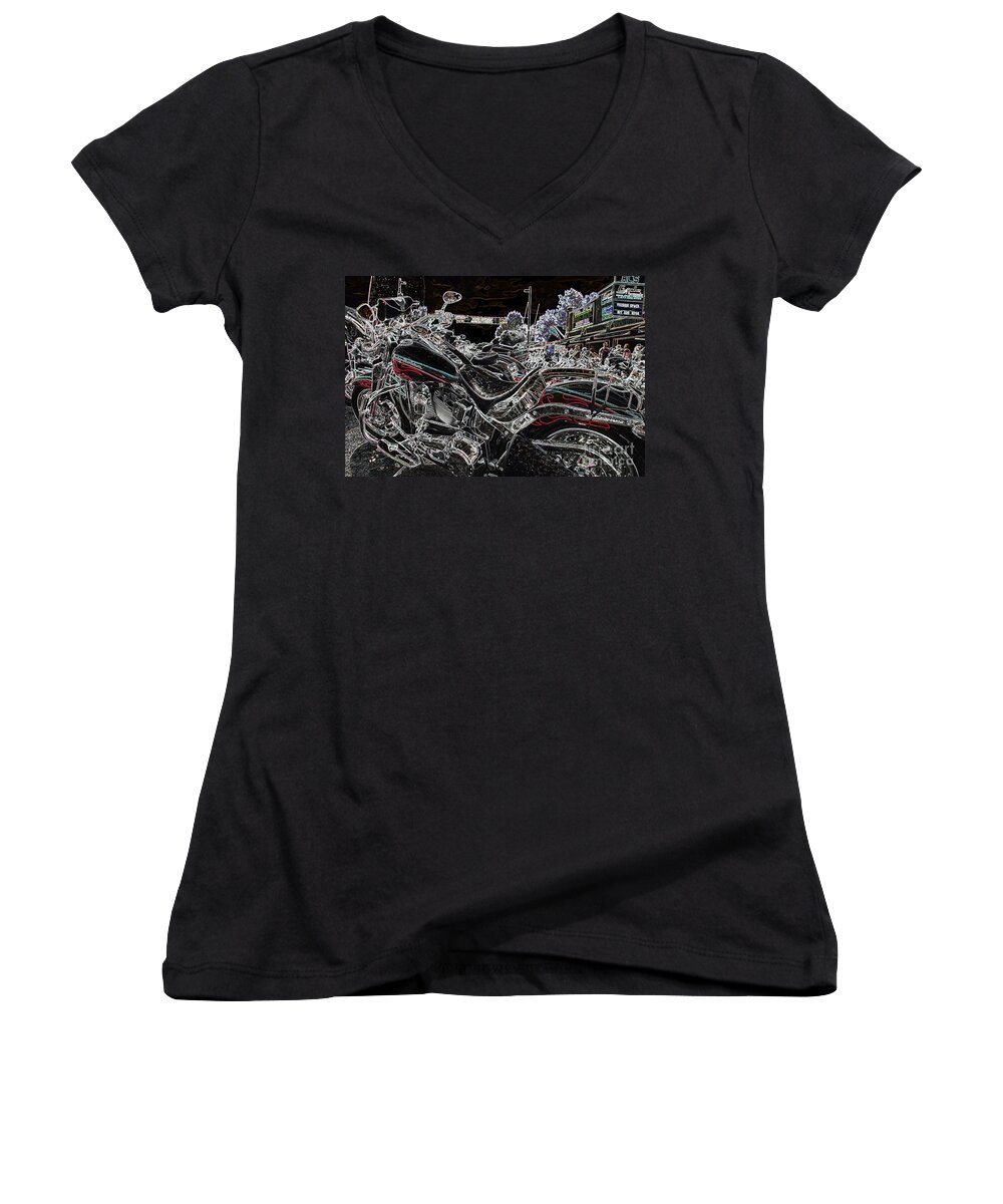 Harley Davidson Women's V-Neck featuring the photograph Harley Davidson Style 3 by Anthony Wilkening