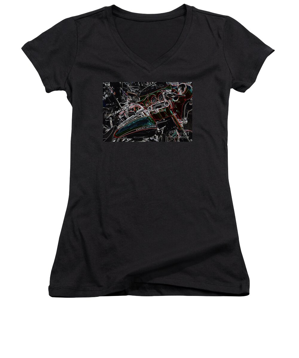 Harley Women's V-Neck featuring the photograph Harley Davidson Style 4 by Anthony Wilkening