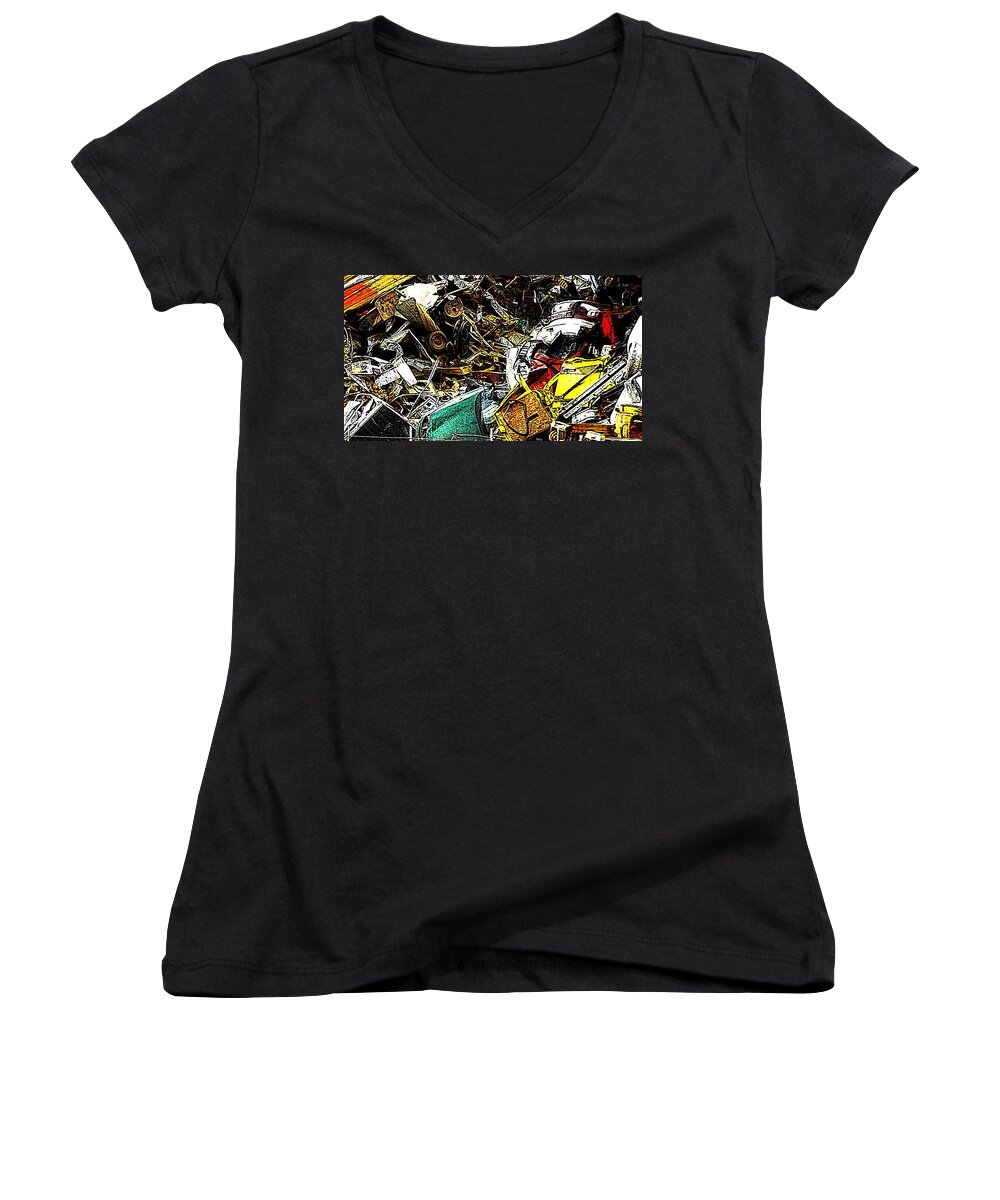 Junked Cars Women's V-Neck featuring the photograph Junky Treasure by Lydia Holly