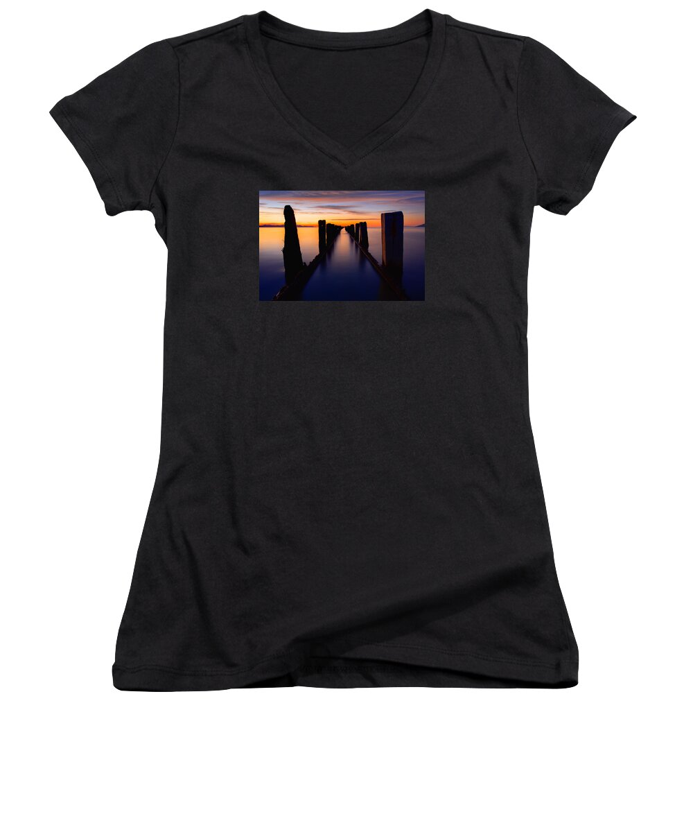 Lake Reflection Women's V-Neck featuring the photograph Lake Reflection by Chad Dutson