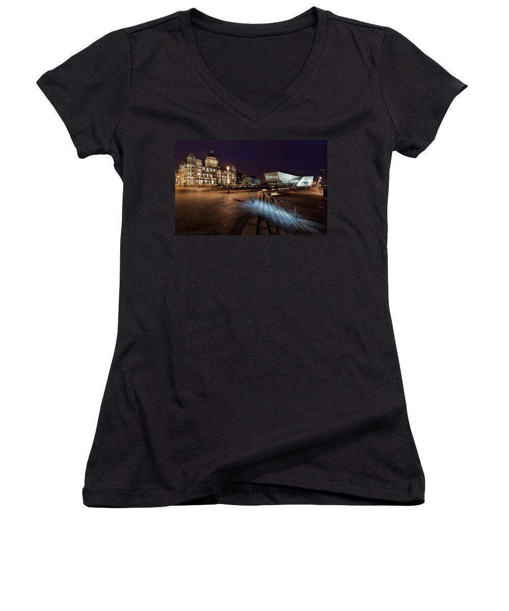 Liverpool Women's V-Neck featuring the photograph Liverpool - the old and the new by B Cash