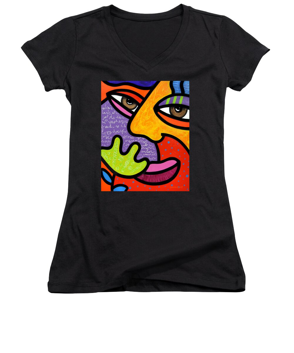 Eyes Women's V-Neck featuring the painting Maxine by Steven Scott