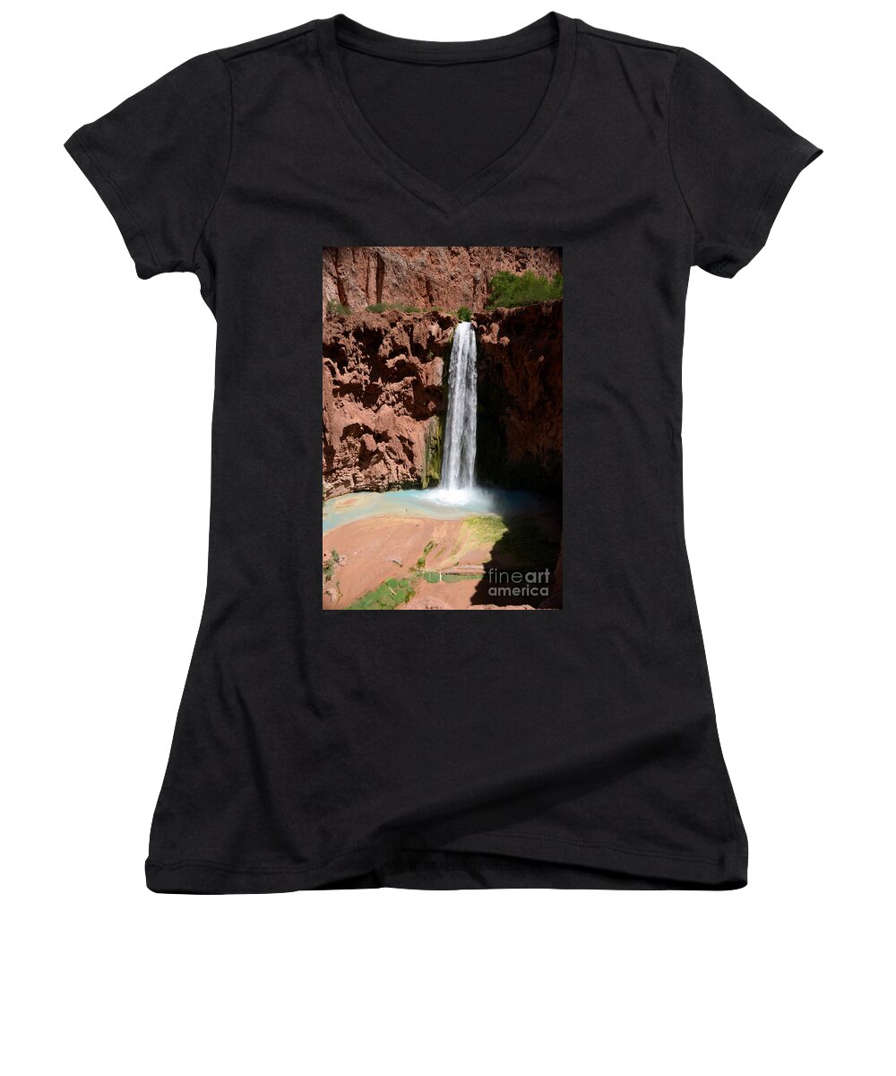 Mooney Falls Women's V-Neck featuring the photograph Mooney Falls by Cassie Marie Photography