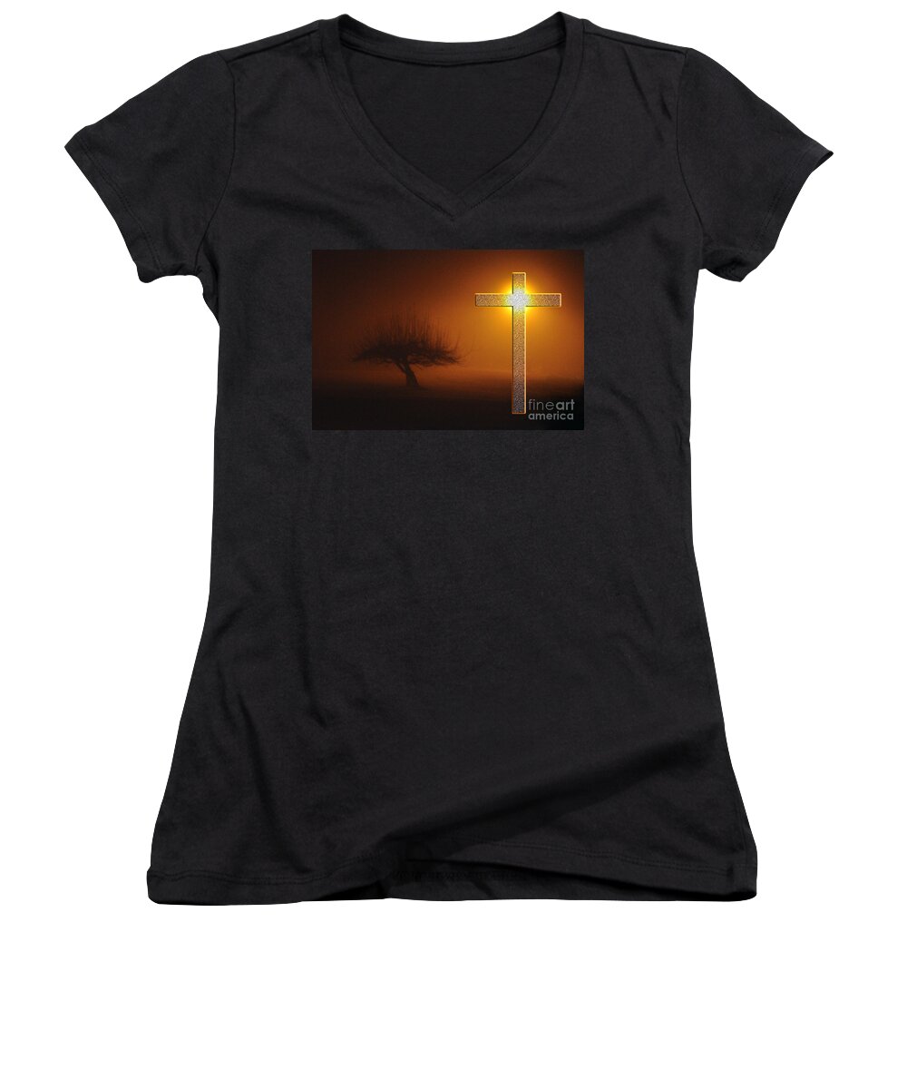 Clay Women's V-Neck featuring the photograph My Life In God's Hands by Clayton Bruster