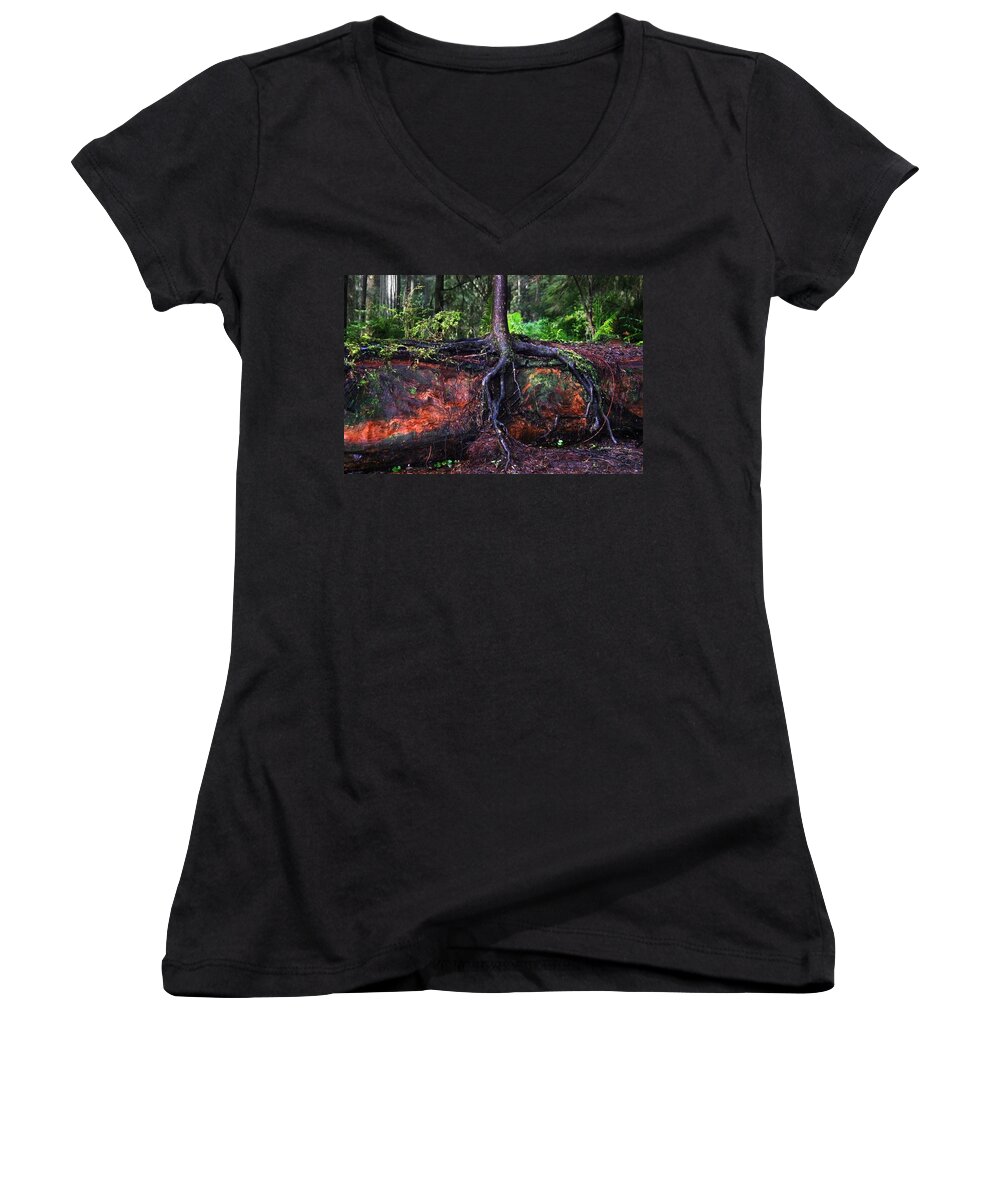 Redwood Women's V-Neck featuring the photograph Next Generation by Anthony Jones