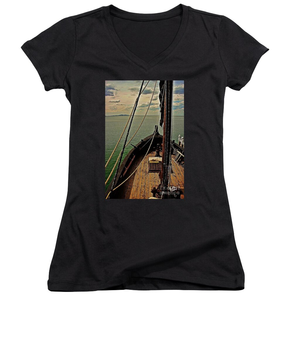 Pirates Women's V-Neck featuring the photograph Notorious the Pirate Ship 6 by Blair Stuart