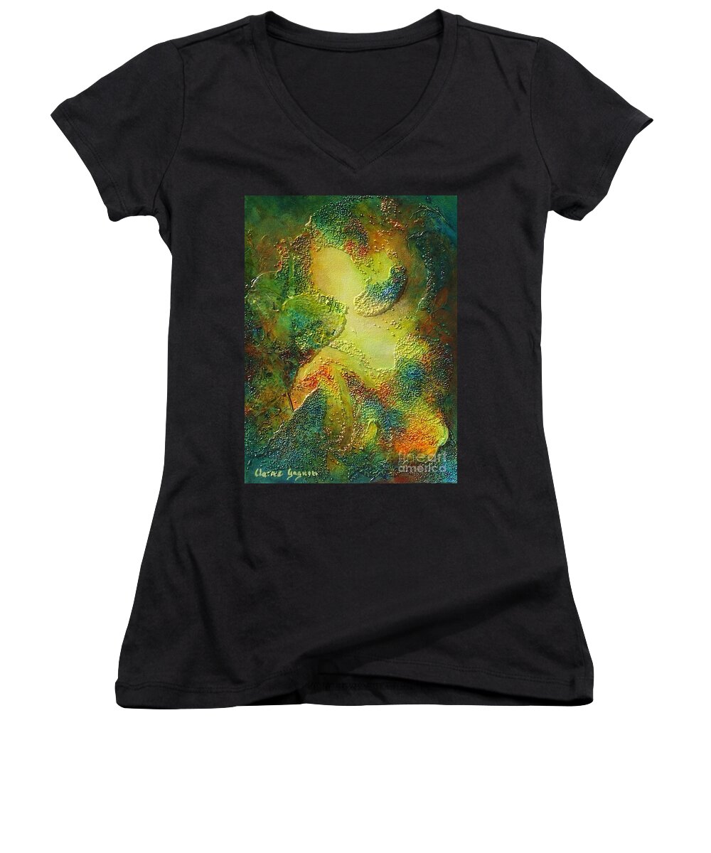 Abstract Women's V-Neck featuring the painting Octopus by Claire Gagnon