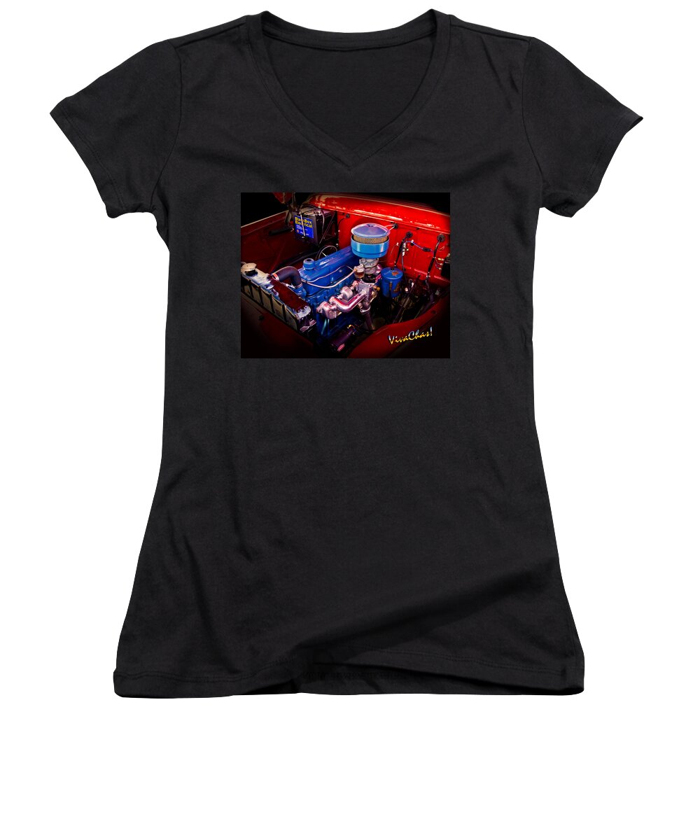 Banger Women's V-Neck featuring the photograph Oh So Simple Sanitary Truck Engine by Chas Sinklier