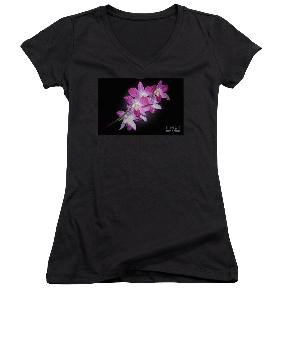 Floral Women's V-Neck featuring the photograph Orchid by Mark Gilman