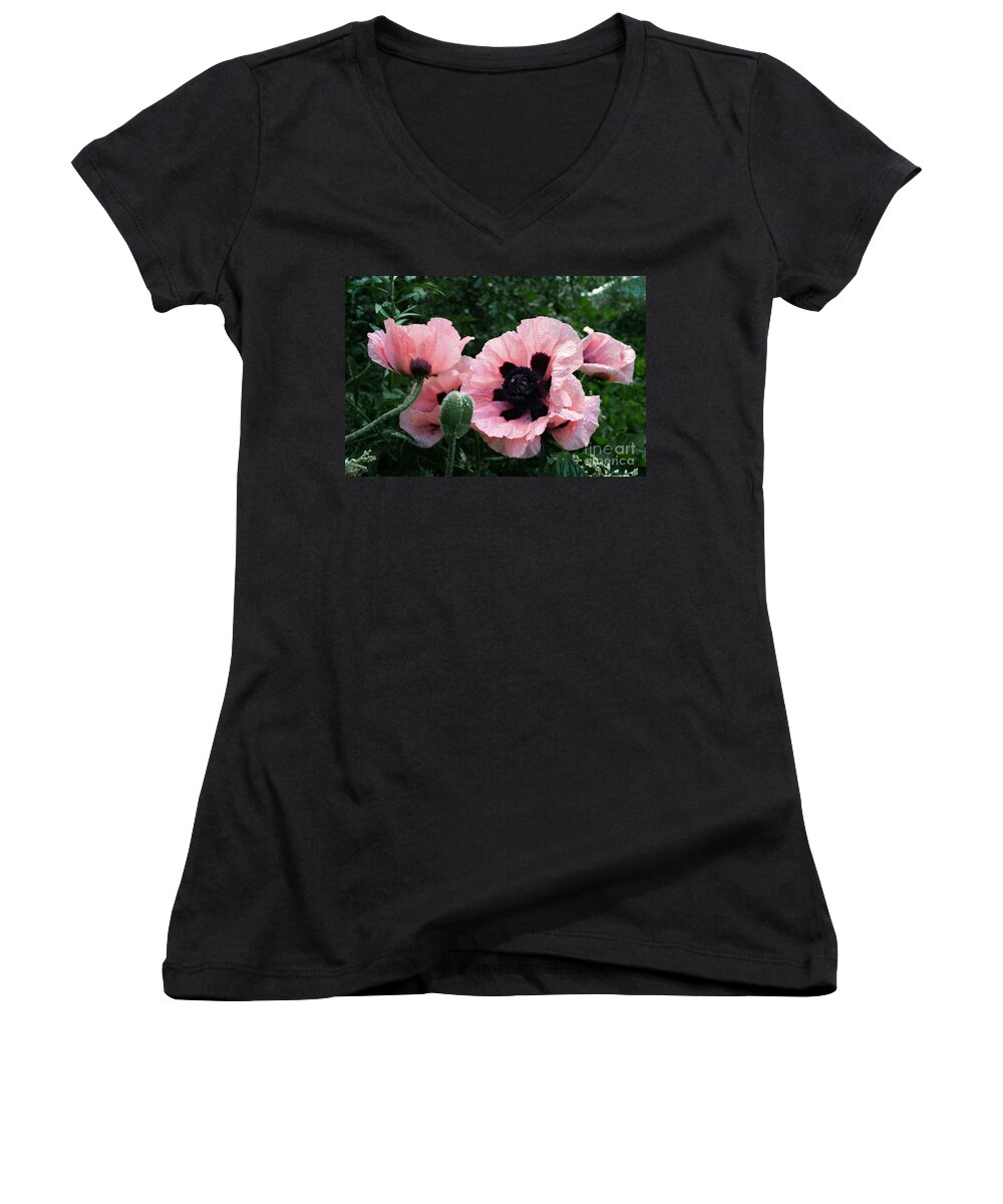 Flowers Women's V-Neck featuring the photograph Oriental Poppies by Barbara McMahon