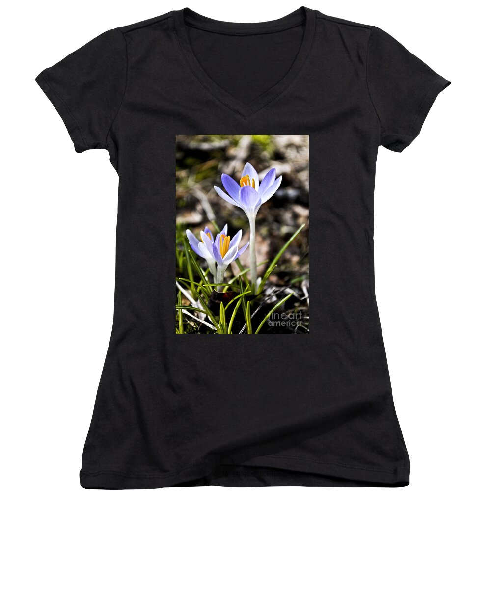  Women's V-Neck featuring the digital art Peaking Spring by Danielle Summa