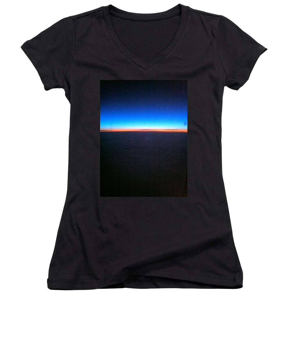 Contemporary Women's V-Neck featuring the photograph Rainbow Atlantic by Kathy Corday